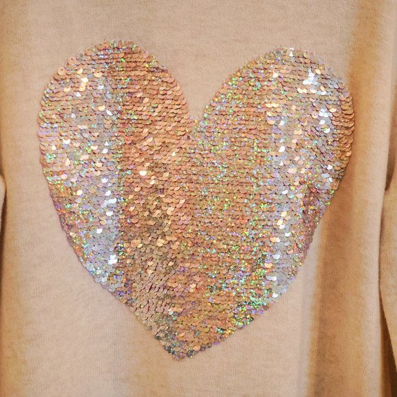 H&M Girls Color Changing Sequin Heart Sweater 8/10Y - Picture 5 of 5
